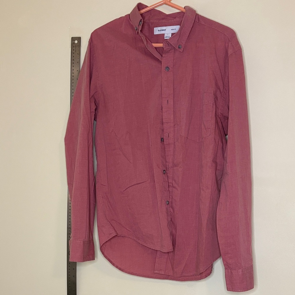 Old Navy Men's Red Casual Button-Down Shirt